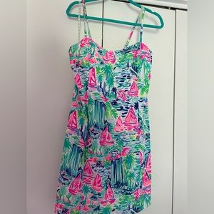 LILLY PULITZER SAILBOAT MULTICOLOR YOU GOTTA REGATTA GEORGIE DRESS SIZE 14